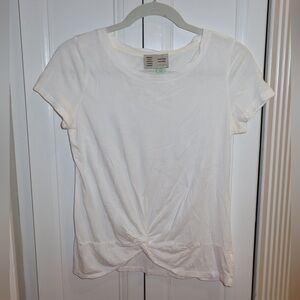 Anthropologie White Short Sleeve Knot Tee